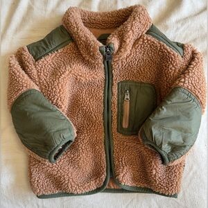 Tan and Green Sherpa Jacket